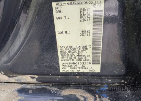 2013 Nissan Altima 2.5 Sl z USA, uszkodzony, nr VIN 1N4AL3AP9DC253336